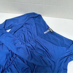 Bisou Bisou Royal Blue Polyester Stretch‎ Ruched Bodycon Dress size Small